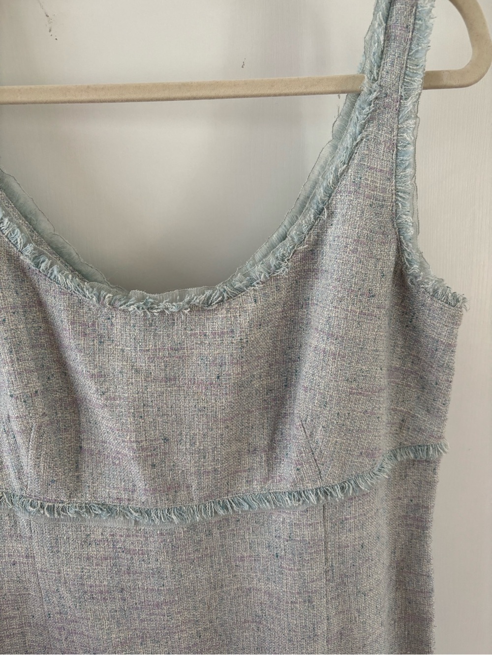 Fenn Wright Manson Tweed Fringe Shift Dress Cotton Silk Linen Blend 10 Chic Soft - Picture 3 of 14